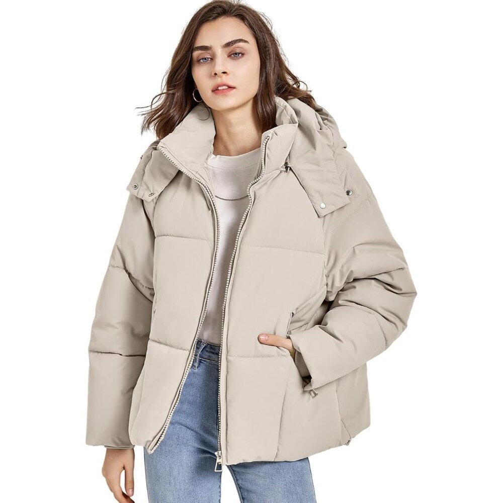 Womens Puffer Jacket Winter Warm Coats Hooded Quilted Jackets with Removable Hoo